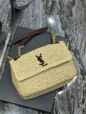 Y.S.L NIKI MEDIUM In Raffia and Leather Beige Color