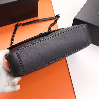 Y.S.L COLLEGE LARGE BAG IN QUILTED Leather Black Tone Metal Black Color