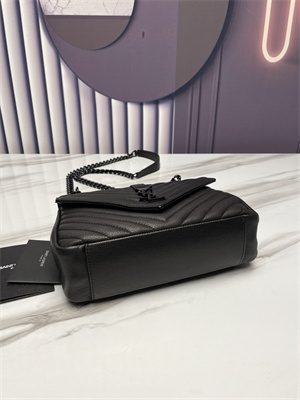 Y.S.L COLLEGE MEDIUM BAG IN QUILTED LEATHER Black Tone Metal Black Color