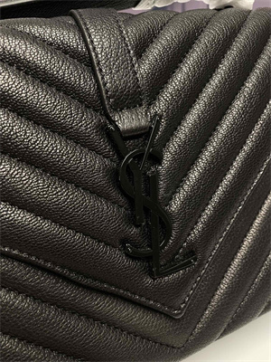 Y.S.L COLLEGE MEDIUM BAG IN QUILTED LEATHER Black Tone Metal Black Color