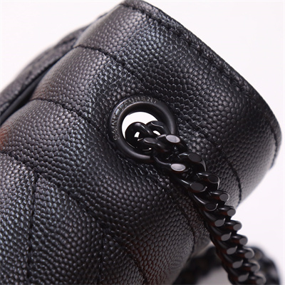 Y.S.L ENVELOPE SMALL IN QUILTED GRAIN DE POUDRE EMBOSSED LEATHER Black Tone Metal Black Color