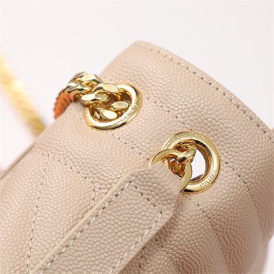 Y.S.L ENVELOPE MEDIUM IN QUILTED GRAIN DE POUDRE EMBOSSED LEATHER Gold Tone Metal Nude Color