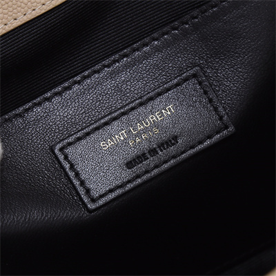 Y.S.L ENVELOPE MEDIUM IN QUILTED GRAIN DE POUDRE EMBOSSED LEATHER Gold Tone Metal Nude Color