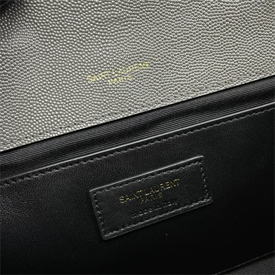 Y.S.L ENVELOPE MEDIUM IN QUILTED GRAIN DE POUDRE EMBOSSED LEATHER Gold Tone Metal Dk Grey Color