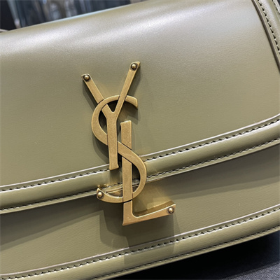 Y.S.L SOLFERINO SMALL SATCHEL IN BOX SAINT LAUREN Gold Tone Metal Olive Green Color