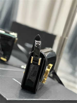 Y.S.L SOLFERINO SMALL SATCHEL IN Patent Leather Gold Tone Metal Black Color