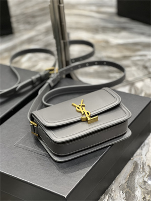 Y.S.L SOLFERINO SMALL SATCHEL IN BOX SAINT LAUREN Gold Tone Metal Grey Color