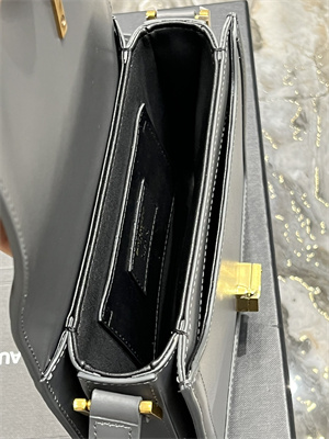 Y.S.L SOLFERINO SMALL SATCHEL IN BOX SAINT LAUREN Gold Tone Metal Grey Color