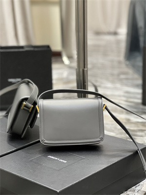 Y.S.L SOLFERINO SMALL SATCHEL IN BOX SAINT LAUREN Gold Tone Metal Grey Color