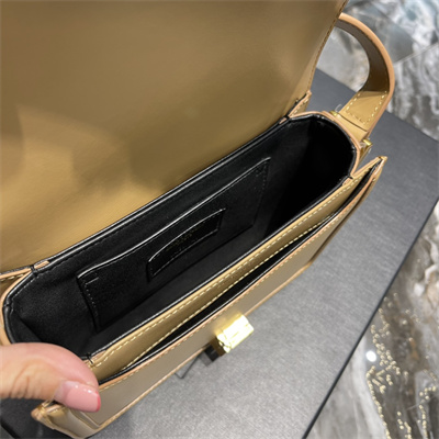 Y.S.L SOLFERINO SMALL SATCHEL IN BOX SAINT LAUREN Gold Tone Metal Dk Beige Color