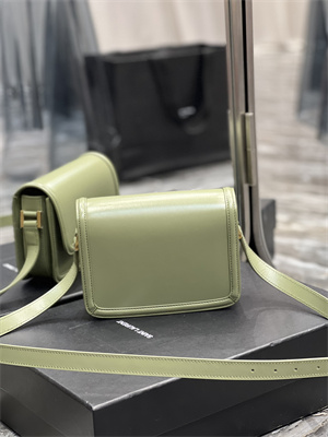 Y.S.L SOLFERINO SMALL SATCHEL IN BOX SAINT LAUREN Gold Tone Metal Avocado Green Color