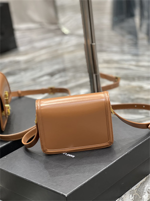 Y.S.L SOLFERINO SMALL SATCHEL IN BOX SAINT LAUREN Gold Tone Metal Brown Color