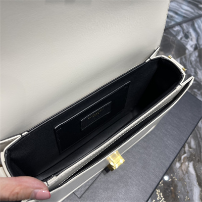 Y.S.L SOLFERINO MEDIUM SATCHEL IN BOX SAINT LAUREN Gold Tone Metal White Color