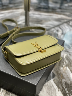 Y.S.L SOLFERINO MEDIUM SATCHEL IN BOX SAINT LAUREN Gold Tone Metal Olive Green Color