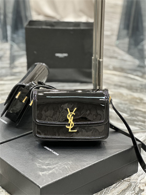 Y.S.L SOLFERINO MEDIUM SATCHEL IN PATENT Leather Gold Tone Metal Black Color