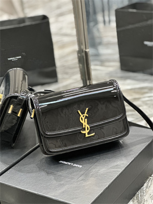 Y.S.L SOLFERINO MEDIUM SATCHEL IN PATENT Leather Gold Tone Metal Black Color