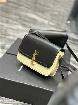 Y.S.L SOLFERINO MEDIUM SATCHEL IN BOX SAINT LAUREN Gold Tone Metal Black/Pale Yellow Color