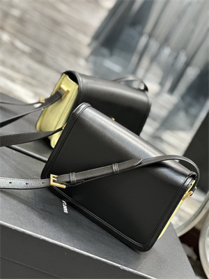 Y.S.L SOLFERINO MEDIUM SATCHEL IN BOX SAINT LAUREN Gold Tone Metal Black/Pale Yellow Color