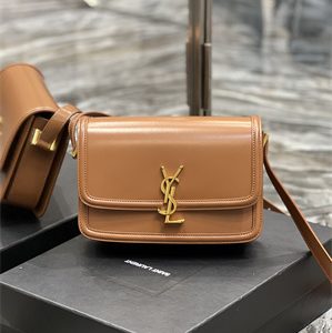 Y.S.L SOLFERINO MEDIUM SATCHEL IN BOX SAINT LAUREN Gold Tone Metal Brown Color