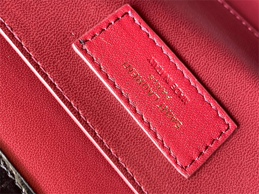 Y.S.L CASSANDRA MEDIUM TOP HANDLE BAG IN CROCODILE EMBOSSED LEATHER Gold Tone Metal Black Color