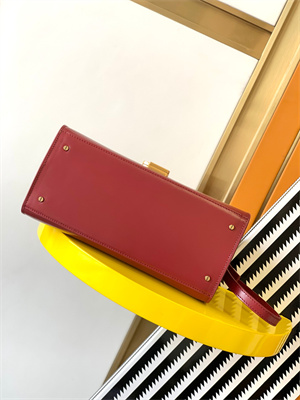 Y.S.L CASSANDRA MEDIUM TOP HANDLE BAG IN BOX SAINT LAUREN Gold Tone Metal Burgundy Color