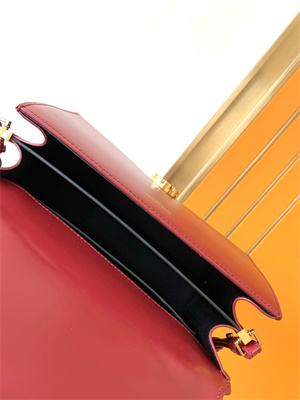 Y.S.L CASSANDRA MEDIUM TOP HANDLE BAG IN BOX SAINT LAUREN Gold Tone Metal Burgundy Color