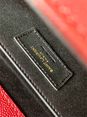 Y.S.L CASSANDRA MEDIUM TOP HANDLE BAG IN DE POUDRE EMBOSSED LEATHER Gold Tone Metal Burgundy Color