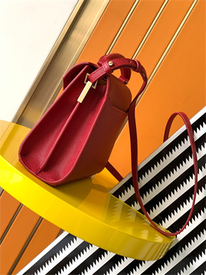 Y.S.L CASSANDRA MINI TOP HANDLE BAG IN DE POUDRE EMBOSSED LEATHER Gold Tone Metal Red Color