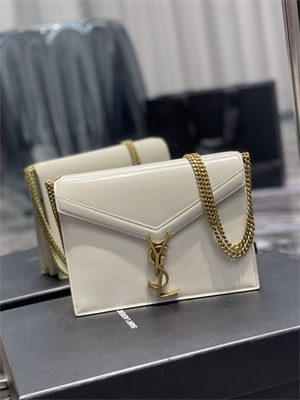 Y.S.L CASSANDRA CHAIN BAG IN BOX SAINT LAUREN Gold Tone Metal White Color