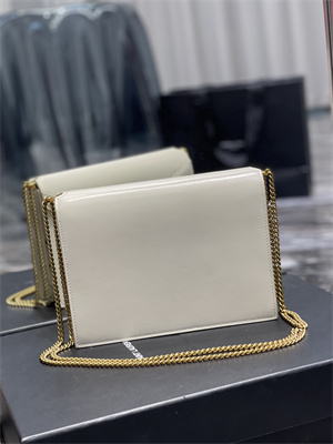 Y.S.L CASSANDRA CHAIN BAG IN BOX SAINT LAUREN Gold Tone Metal White Color