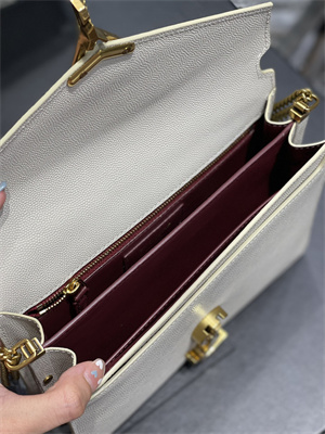 Y.S.L CASSANDRA CHAIN BAG IN DE POUDRE EMBOSSED LEATHER Gold Tone Metal White Color