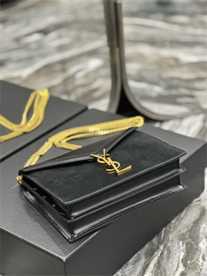 Y.S.L CASSANDRA CHAIN BAG IN BOX SAINT LAUREN Gold Tone Metal Black Color