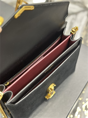 Y.S.L CASSANDRA CHAIN BAG IN BOX SAINT LAUREN Gold Tone Metal Black Color