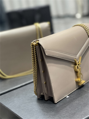 Y.S.L CASSANDRA CHAIN BAG IN BOX SAINT LAUREN Gold Tone Metal Dove Grey Color