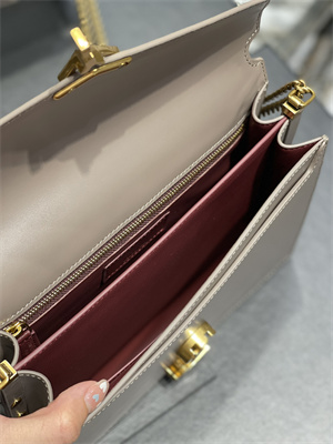 Y.S.L CASSANDRA CHAIN BAG IN BOX SAINT LAUREN Gold Tone Metal Dove Grey Color