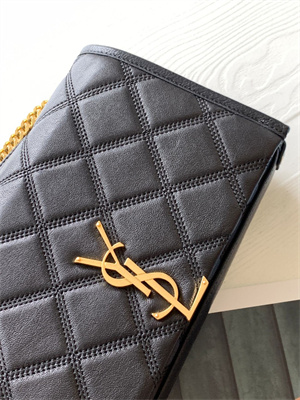 Y.S.L BECKY CHAIN WALLET  IN Black QUILTED LAMBSKIN Gold Tone Metal