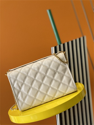 Y.S.L BECKY SMALL CHAIN BAG IN White QUILTED LAMBSKIN Gold Tone Metal