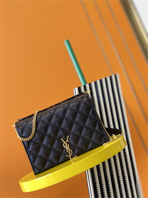 Y.S.L BECKY SMALL CHAIN BAG IN Black QUILTED LAMBSKIN Gold Tone Metal