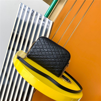 Y.S.L GABBY ZIPPED POUCH IN QUILTED LAMBSKIN Black Color Gold Tone Metal