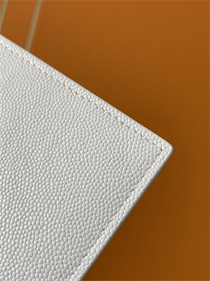 Y.S.L UPTOWN POUCH IN GRAIN DE POUDRE EMBOSSED LEATHER White Color Gold Tone Metal