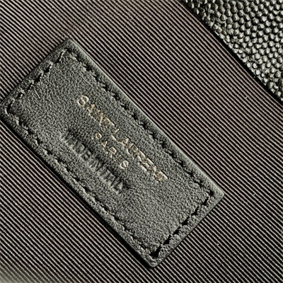 Y.S.L UPTOWN POUCH IN GRAIN DE POUDRE EMBOSSED LEATHER Black Color Black Tone Metal