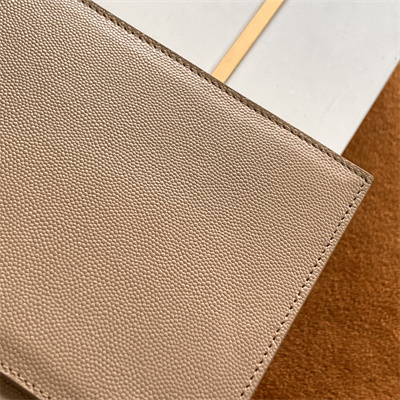 Y.S.L UPTOWN POUCH IN GRAIN DE POUDRE EMBOSSED LEATHER Beige Color Black Tone Metal