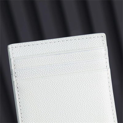 Y.S.L UPTOWN CHAIN WALLET IN GRAIN DE POUDRE EMBOSSED LEATHER White Color Gold Tone Metal