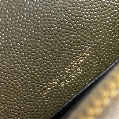 Y.S.L CASSANDRA ENVELOPE CHAIN WALLET IN GRAIN DEPOUDRE LEATHER Dk Green Color Gold Tone Metal