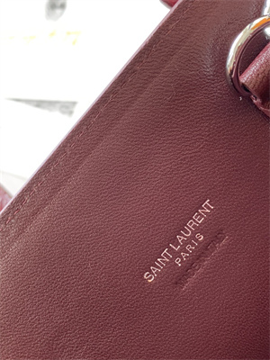 Y.S.L SAC DE JOUR BABY In Burgundy Corcodile Embossed Leather Silver Tone Metal