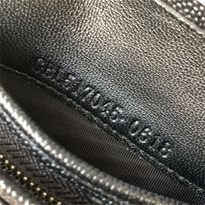 Y.S.L MONOGRAM MATELASS?? WALLET IN GRAIN DE POUDRE EMBOSSED LEATHER Black Color Silver Tone Metal