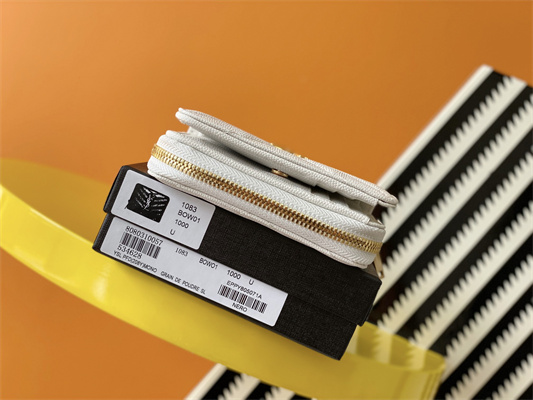 Y.S.L CASSANDRA MATELASS?? COMPACT ZIP AROUND WALLET IN GRAIN DE POUDRE EMBOSSED LEATHER White Color Gold Tone Metal