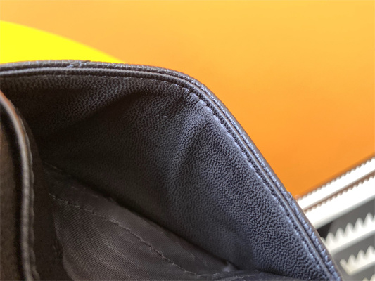 Y.S.L MONOGRAM MATELASS?? CARD CASE IN GRAIN DE POUDRE EMBOSSED LEATHER Black Color Black Tone Metal