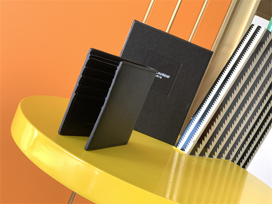 Y.S.L PARIS EAST/WEST WALLET IN GRAIN DE POUDRE EMBOSSED LEATHER Black Color