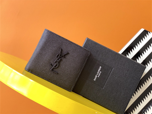 Y.S.L CASSANDRE EAST/WEST WALLET IN GRAIN DE POUDRE EMBOSSED LEATHER Black Color